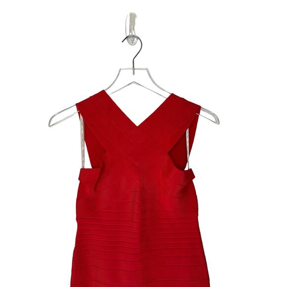 Herve Leger Dress Red Party Night Out High Neck Bandage Bodycon Dress Large - Picture 3 of 8